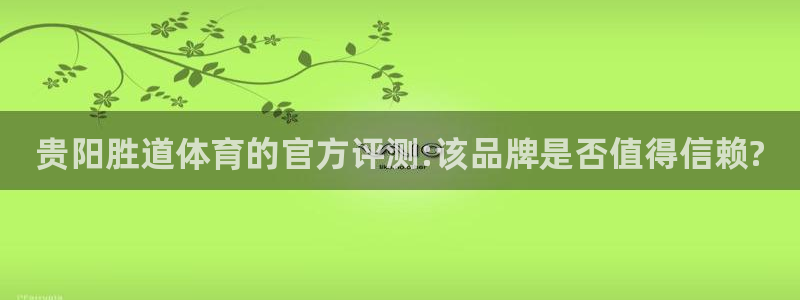 贵阳胜道体育的官方评测:该品牌是否值得信赖?
